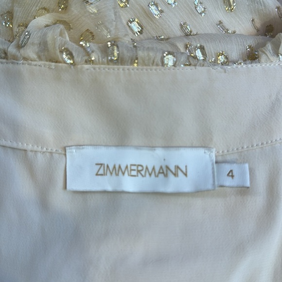 STUNNING Zimmermann Cream Long Sleeve Wrap Dress with Shining Gold Accents - Picture 14 of 16
